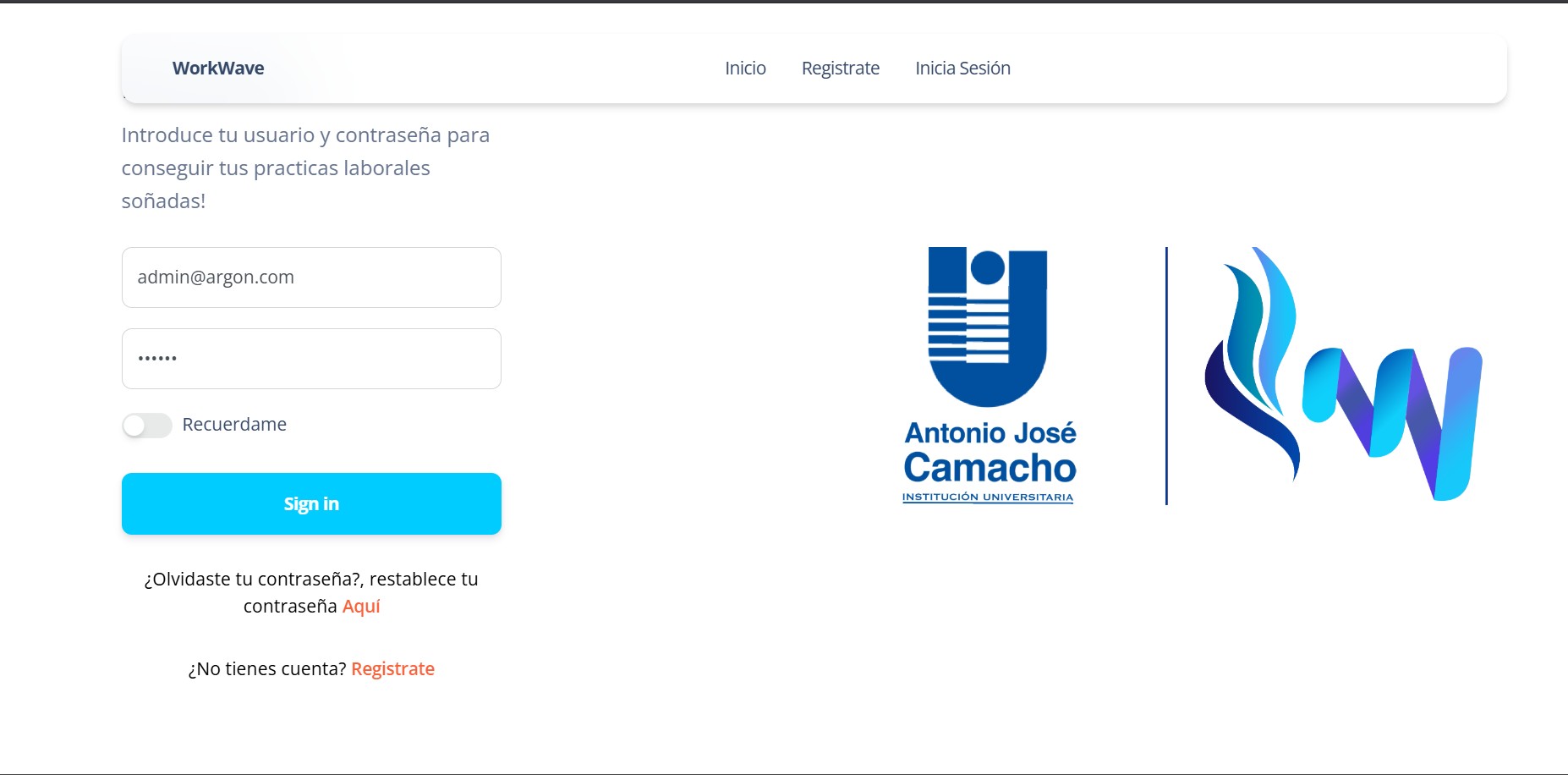 WorkWave | Sistema de Gestión de Practicas Laborales Para La Universidad Antonio José Camacho